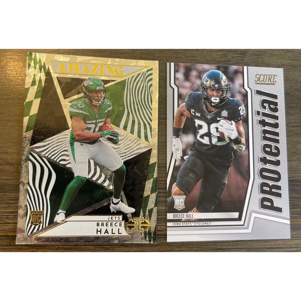 Breece Hall Jets rookie cards lot of 2